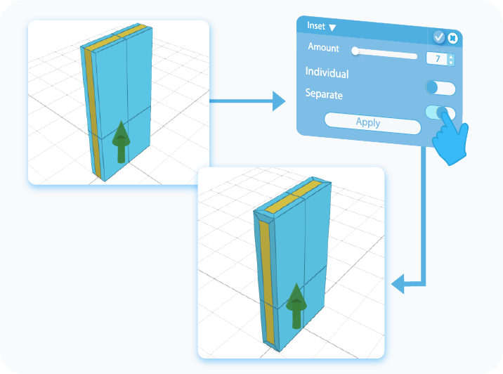 Toggle to enable the Separate setting for the Inset tool